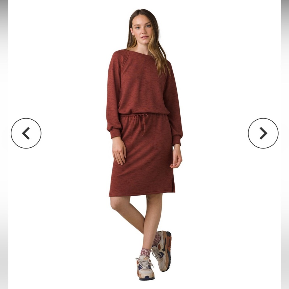 NWT Prana Sunrise Dress copper color size small long sleeve $99 drawstring waist